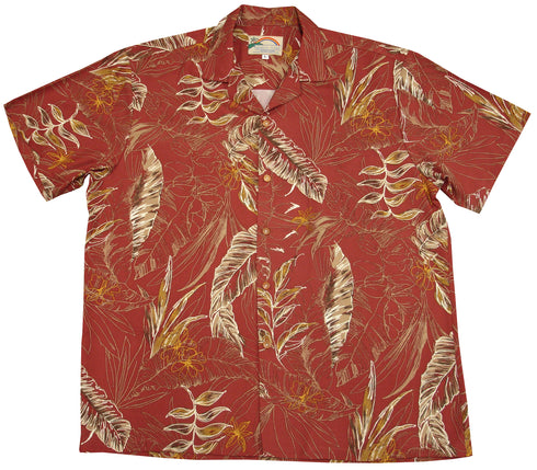 Paradise Found Men's Heliconia Sketch Hawaiian Shirt